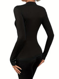 Romildi Seamless Thermal Underwear, Soft & Comfortable Long Sleeve Slim Base Top, Women's Lingerie & Sleepwear