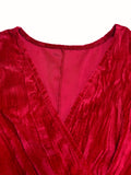 Romildi Solid Surplice Neck Dress, Casual Long Sleeve Bodycon Bag Hip Dress, Women's Clothing