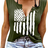 Romildi Women's USA Flag Print Tank Top, Casual Sleeveless V Neck Top, Casual Every Day Tops, Women's Clothing