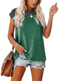 Romildi Women's Plain Baggy Short Sleeve T-shirt Casual V-neck Tee Shirt Summer Blouse Tops