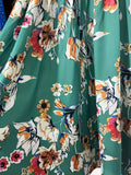 Romildi Floral Print Surplice Neck Dress, Boho Short Sleeve Shirred Waist Dress, Women's Clothing