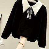 Romildi Long Sleeve Shirt Collar Sweater, Spring & Fall Elegant Casual Warm Sweater, Women's Clothing