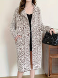 Romildi Allover Print Mid Length Coat, Elegant Button Front Long Sleeve Outerwear, Women's Clothing