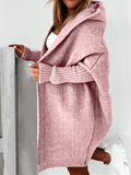 Romildi Oversized Hooded Knitted Cardigan, Long Sleeve Casual Sweater For Winter & Fall, Women's Clothing