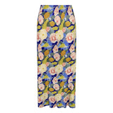 Printed skirt women's summer spring new high-waisted split A-shaped skirt showing thin temperament hip-wrapped pleated skirt children