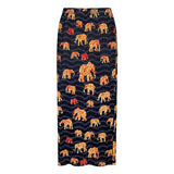 Printed skirt women's summer spring new high-waisted split A-shaped skirt showing thin temperament hip-wrapped pleated skirt children