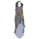 2025 style 2023 summer new women's clothing solid color fashionable sexy neck sexy backless dress women