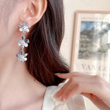 2025 elegance temperament flower pearl earrings trendy light luxury fashion high sense long bridal wedding dress earrings