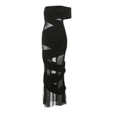 2025 style popular winter new women's sleeveless evening dress unique mesh skirt design dress