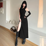 2025 style 2023 summer new women's clothing sexy fashion slim solid color hollow hooded long dress