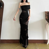 2025 style popular winter new women's sleeveless evening dress unique mesh skirt design dress