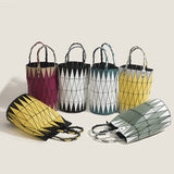 2025 popular new vegetable basket hand bag Japanese geometric diamond bucket bag fashionable and simple contrasting color shoulder armpit bag