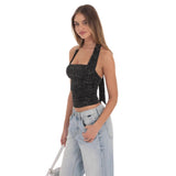 Popular, 2025,  New new sequined suspenders, black vest, slim-fitting fashion new small vest top