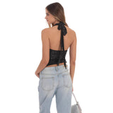 Popular, 2025,  New new sequined suspenders, black vest, slim-fitting fashion new small vest top