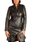 2025 autumn new PU leather New sexy long waist dress leather skirt zipper leather coat