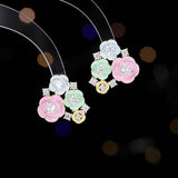 2025 S925 silver needle sweet temperament super fairy princess style earrings  romantic niche design feeling dripping oil flower stud earrings