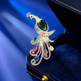 2025 Chinese style elegant temperament high-end winter clothing women's coat jacket accessories corsage copper inlaid zircon phoenix brooch