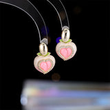 2025 Pink peach love earrings popular popular high-end sweet and gentle niche temperament stud earrings summer earrings