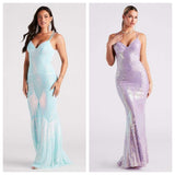 2025 2025 sexy V-neck sequined floor-to-ceiling evening dress elegant banquet Party party dress (2 colors)
