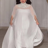2025 Spring and summer  new  New Middle East temperament sexy cape beaded chiffon banquet evening dress two-piece set