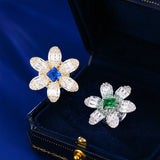 2025 New high-end design sense crystal flower brooch green temperament brooch zircon niche suit multi-purpose accessories