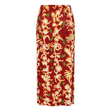 Printed skirt women's summer spring new high-waisted split A-shaped skirt showing thin temperament hip-wrapped pleated skirt children
