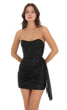 2025 tube top sexy dress Spice girl sequins off-the-shoulder temperament short slim-fit custom hip-wrap dress skirt