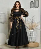 2025 spring and summer New Popular trade women's clothing independent station ebay sexy printing gold satin ball pendulum dress