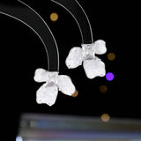 2025 Summer sweet design green crystal flower earrings temperament light luxury high sense fashion lady silver needle earrings