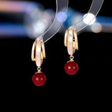 2025 S925 silver needle fashion elegant temperament earrings  personality celebrity high sense pearl inlaid natural fritillary earrings