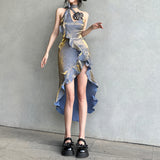 2025 style 2023 summer new women's clothing solid color fashionable sexy neck sexy backless dress women