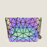 2025 Japanese geometric rhombus messenger bag chain tote bag women's shoulder bag luminous color-changing chain colorful reflective bag women's