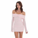 hot-selling 2025 women's clothing sexy long-sleeved pink sequined dress fashionable slim-fitting dress