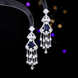 2025 Luxury heavy industry high-end earrings wholesale long zircon water drop earrings dress bride socialite noble temperament earrings