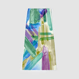 Printed skirt women's summer spring new high-waisted split A-shaped skirt showing thin temperament hip-wrapped pleated skirt children