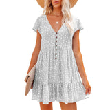 RomiLdi Floral Flutter Sleeve Notched Neck Tiered Dress