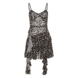 2025 style popular summer new women's clothing sexy leopard print backless design sweet and spicy slim dress