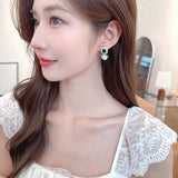 2025 S925 silver needle fashion luxury high temperament stud earrings wholesale retro temperament emerald zircon pearl earrings