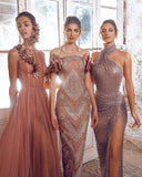 2025 new New Popular trade women's clothing independent station ebay sexy sequins slit trailing banquet dress evening dress
