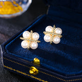 2025 S925 silver needle niche design earrings woven rope knot advanced sense small exquisite versatile simple pearl stud earrings