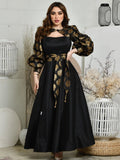 2025 spring and summer New Popular trade women's clothing independent station ebay sexy printing gold satin ball pendulum dress