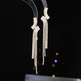 2025 Korean tassel zircon earrings temperament Muse elegant super flash s925 silver needle long dress versatile fashion earrings