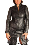 2025 autumn new PU leather New sexy long waist dress leather skirt zipper leather coat