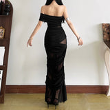 2025 style popular winter new women's sleeveless evening dress unique mesh skirt design dress