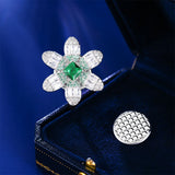 2025 New high-end design sense crystal flower brooch green temperament brooch zircon niche suit multi-purpose accessories