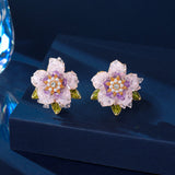 2025 S925 Silver Needle Niche Sweet and Clear Temperament Earrings Tide  Light Luxury Mori Camellia Crystal Flower Stud Earrings