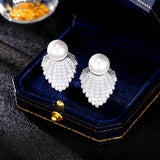 2025 S925 silver needle  retro temperament niche fashion earrings trendy zircon inlaid high-end pearl stud earrings