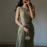 2025 popular autumn and winter New Popular, , Middle East Popular trade women's clothing independent station  pleated streamer sparkling evening dress