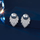 2025 S925 silver needle  retro temperament niche fashion earrings trendy zircon inlaid high-end pearl stud earrings