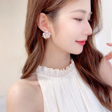 2025 S925 Silver Needle Niche Sweet and Clear Temperament Earrings Tide  Light Luxury Mori Camellia Crystal Flower Stud Earrings